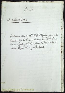 Redención de 156 libras 18 sueldos otorgada por el curador de los bienes y herencia de Dn. Bernar...