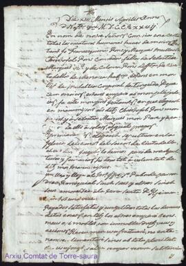 Testament de Francesquina Pons i Marques 13 Abril 1777