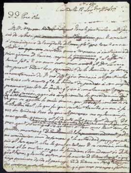 Carta de Bernardo Ignacio Olives i Olives, comte de Torre-saura, adreçada a Pere Oleo sobre una c...