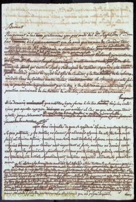 Esborrany d'una carta incompleta i amb parts tatxades redactada per Pedro Martorell i Gomila i ad...