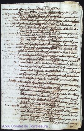 Poder de los germans Aguilons a favor de Jaume Plora de Mallorca als 10 Setembre 1782
