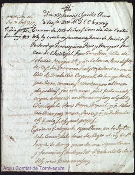 Testament de Francesquina Marques Muller de Christofol Pons, filla de Sebastia y de Coloma Pons