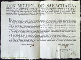 Ordenança pública emesa per Miguel de Sarachaga, comandant militar i polític de Menorca, de prohi...