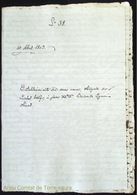 Establecimiento de unas casas, otorgado por Isabel Venys, á favor de Dn. Bernardo Ignacio Olives ...