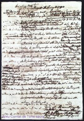 Renuncia de cens contracta a favor de Dn. Gil Pasqueda pvre als 10 Juny 1798 i contracte d'amitge...