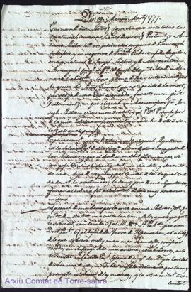 Testament de Antonia Sastre Vda de Francesch Ribera rebut als 19 Mars 1777