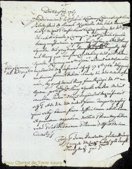 Apocha firmada por Dn. Gabriel Olivar á favor de Dª Elisabeth Squella y de Antonia Squella als 22...