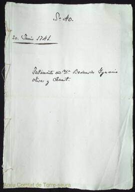 Testamento de Dn. Bernardo Ignacio Olives y Quart