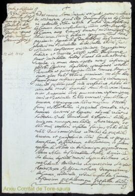 Apocha y diffinicio de 350 lliures cens firmada de Juana de Guevara y Dn. Joseph de Guevara al no...