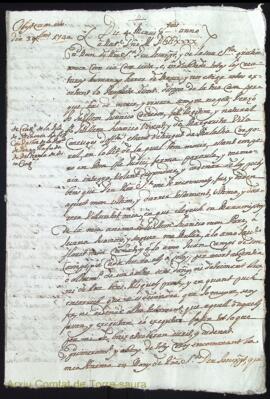 Testament de lo Amo Guillem Juanico de Guillem als 4 octubre de 1740