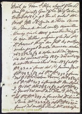 Quadern de rebuts de talles de 1827 a 1845