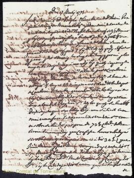 Document notarial signat pel notari José Briones entre Josefa Olives, esposa d'Antoni Pasqueda, i...