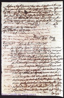 Acta de Domingo Gornals de unas casas ha acquirit de Macia Salord als 4 Juliol 1798