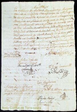Acta de Juan Aragonés de una porcio de viña ha acquirit a D. Juan Benejam als 26 Novembre 1797