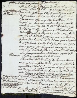 Esborrany realitzat per Bernardo Ignacio Olives i Olives, primer comte de Torre-saura, de rebudes...