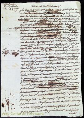 Mutua diffinicio firmada entre Bernardi Torres y Coloma Marques als 18 Novembre 1805