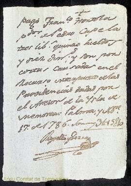 Rebuts de pagament dels costos processals de la causa judicial davant la Reial Audiència de Mallo...