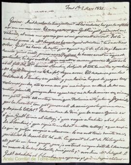 Carta emesa per Gabriel Squella i Olives des de sa Font Santa adreçada a Gabino Olives i Olives