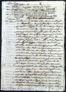 Divisio firmada entre los hereus y successors de Juan Mercadal y Coll als 1r Octubre de 1809