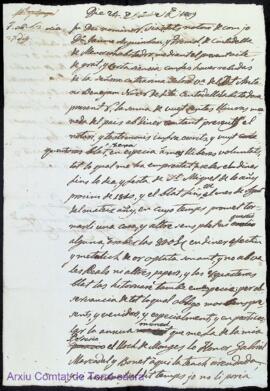 Debitori firmat per Dn. Jaume Arguimbau á la Sra. Catharina Salom als 24 Octubre 1809