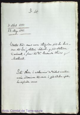 Ventas de unas casas otorgadas por los herederos de José y Antonio Subirats y por Antonia Carbone...