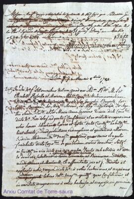 Quitament de 16 lliures cens firmat a favor de Sebastia Gornes per el Convent de Sta. Clara als 7...