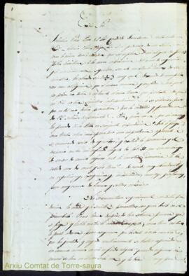 Document sobre una causa judicial entre Bernardo Ignacio Olives i Olives i Antonia Olives i Squel...