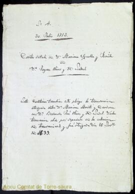 Cartas dotales de Dª Mariana Squella y Gomila con Dn. Jayme Olives y de Nadal. Nota: Contiene tam...