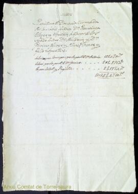 Escritura de donacio firmada per la noble señora Dª Francisca Olives y Squella á favor de los nob...