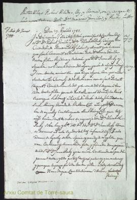 Spolit de Da. Maria Gomila ab Dn. Juan Ruby als 29 Abril de 1785