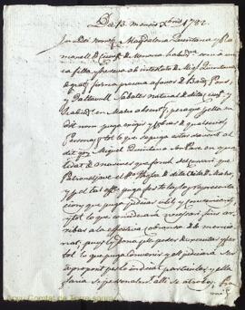 Poder firmat per Magdalena Quintana a favor de Barthomeu Pons als 13 Desembre 1782