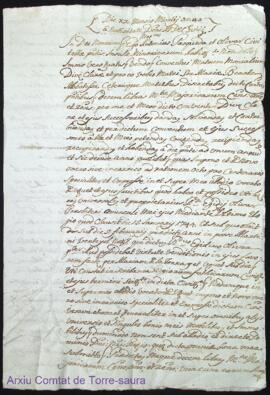 Document notarial a nom d'Antonio Pasqueda i Olives en relació al convent de Santa Clara de Ciuta...