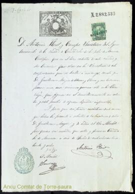 Certificat emès per Antoni Florit Camps, secretari de l'Ajuntament de Ciutadella, de que una casa...