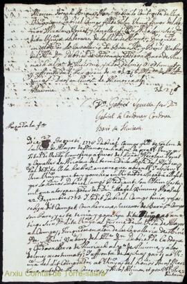 Contracte de venda d'una vinya de Gabriel Camps a favor de Nicolau Huguet i Cavaller, tinguda en ...