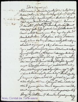 Spolit de Margarita Casellas Donzella ab Antoni Alba fadrí á 8 Agost de 1767