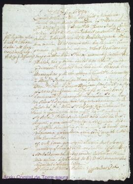 Testament de Llorens Sastre y Gelabert conductor de la possessio de Parella als 7 Agost de 1754