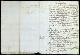 Testament de Agatha Arguimbau y Bonet viuda de Antoni Bonet texidor als 10 Agost 1747