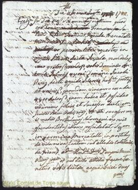 Acta de una viña que Francesch Salom vené á Antonia Galmes als 11 Agost 1782