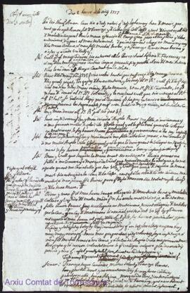 Testament de Joseph Pomar del Camp Gran del Terme de las Ferrerias als 2 Janer 1777