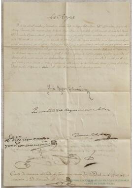 Reial carta de successió del títol de comte de Torre-saura a favor de Bernardo Magín Olives i Squ...